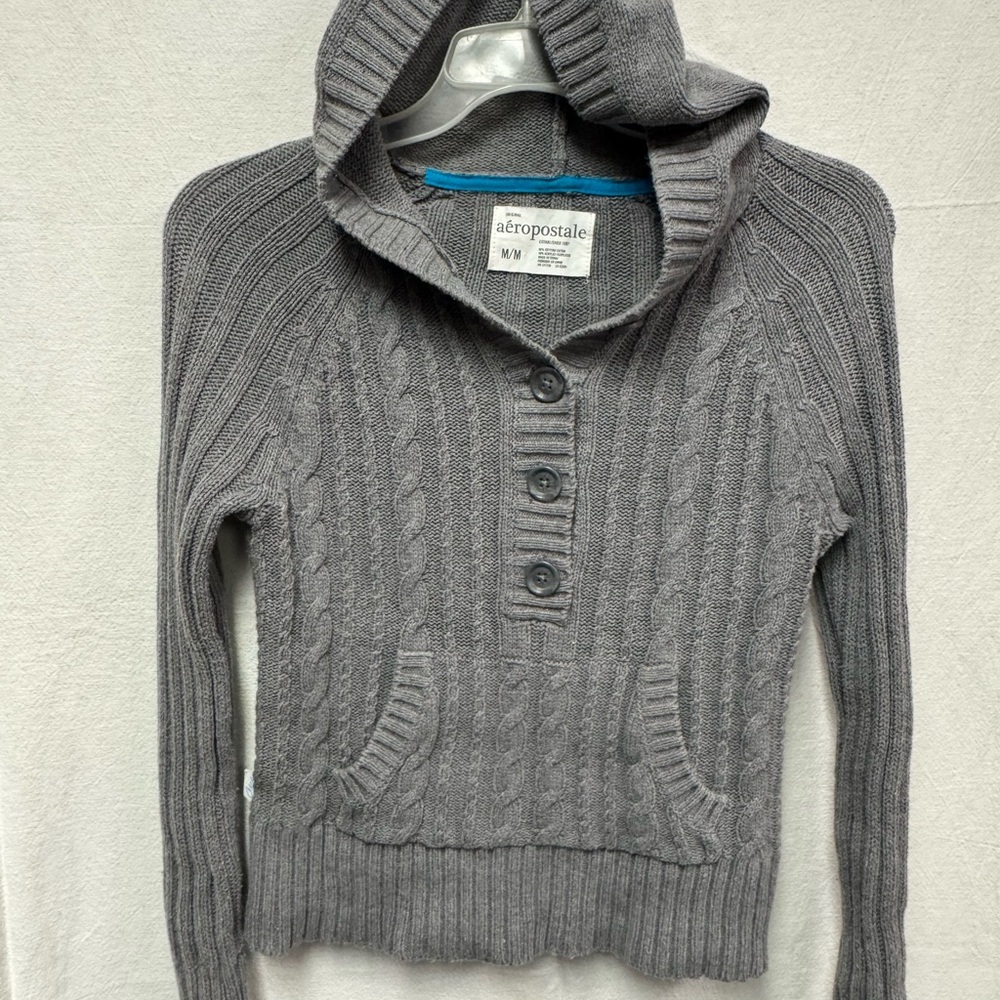 Aeropostale Women's Charcoal Cowl Neck Sweater